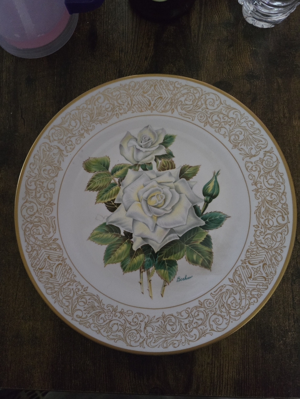 Vintage 1979 Bone China Plate "The White Masterpiece Rose"